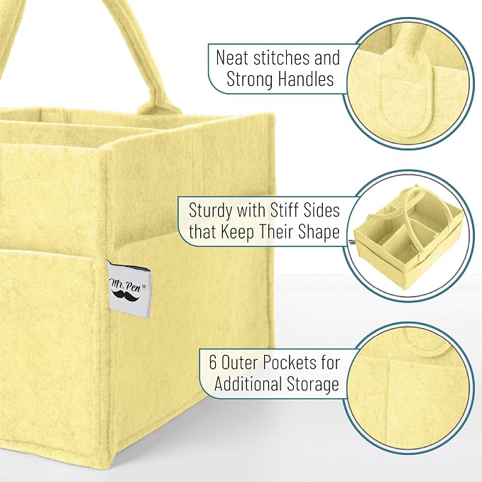 Mr. Pen- Baby Diaper Caddy Organizer, Lemon Glow | Nursery Storage Bin and Car - Image 3