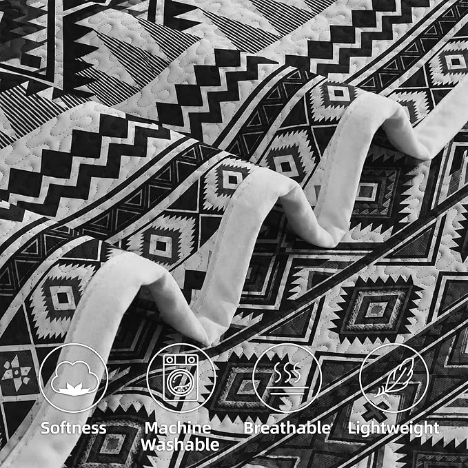 akkialla Reversible Black Boho Twin Quilt Set, 2-Piece Bohemian Aztec - Image 7