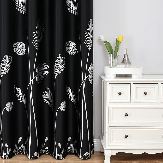 Black Blackout Curtains & Drapes 90 Inches Long - Image 2