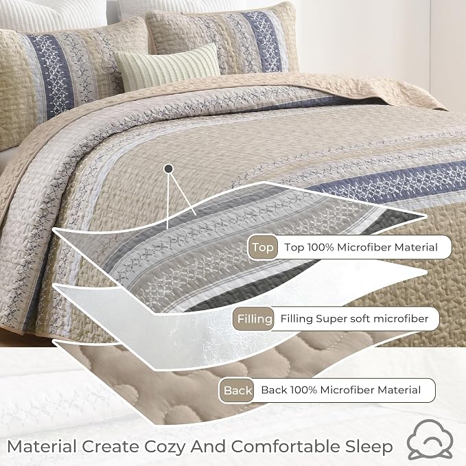 Cottolester King Quilt Bedding Set, All Seasons Microfiber Boho Quilt Set - Image 5