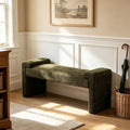 Upholstered Entryway Bench, Curved Armrests, Solid Wood Frame, End of Bed by CACFTII