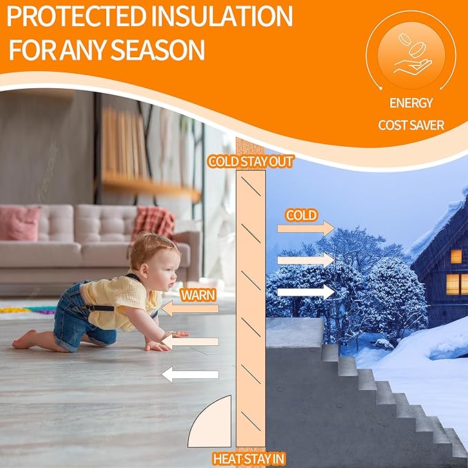 TORRAMI 38" Door Draft Stopper for Bottom of Doors, Seal Blocks Hot Air, Noise, Bugs, Keeps Cold AC in Window Gap Filler Draft Stoppers,Gray