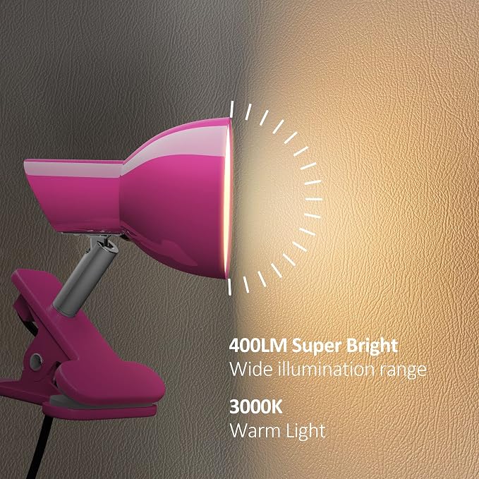 LED Clip on lamp, 5W Super Bright Reading Light, 330° Rotation Small Lamp - Image 2
