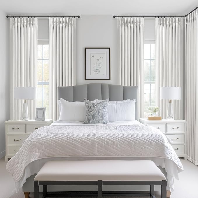 White Black Out Drapes 108 Inches Long 2 Panels - Image 8