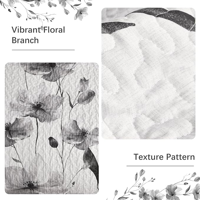 Mybedsoul King Size Quilt Set Grey, Reversible Polyester Coverlet Set - Image 6