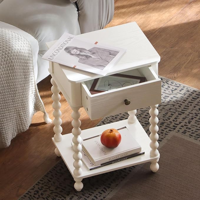 AWASEN White Nightstand, Small Side Table - Image 6