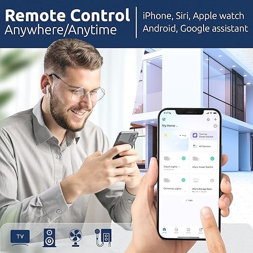 eKyro Smart Plug | Compatible with Alexa, Google Home Assistant, iPhone, Siri, Android, Power Tracking 15A 1800W, No Hub Required Energy Monitoring Outlet (Non-Energy Monitoring, 1)