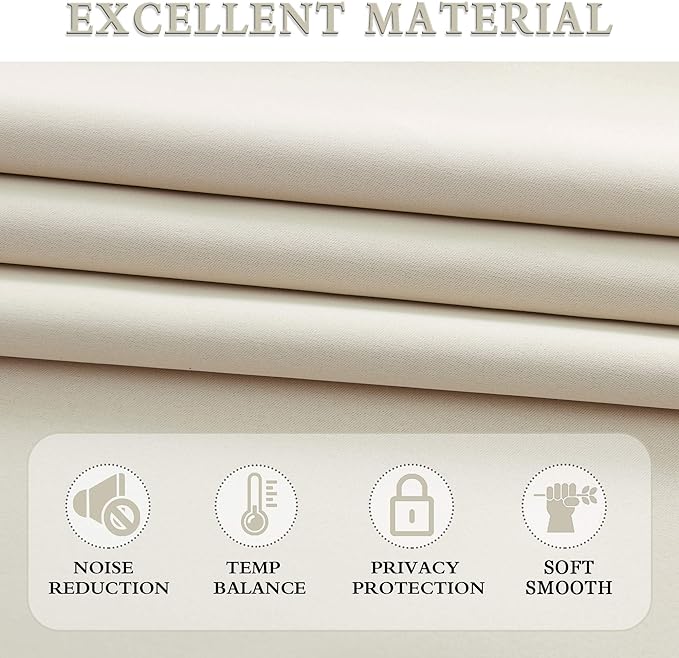 2 Panels 84 inch Length Cream Beige Blackout Curtain Panels - Image 5