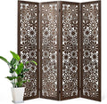 Folding Wood Room Divider Panel, 5.6 FT Tall Daisy-Carved Privacy Screen by Svimi