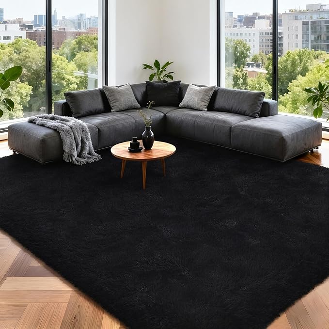 HOMORE Black Rug 8x10 Rugs for Living Room, Large Fluffy Carpet for Bedroom by Homore