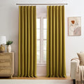 Yellow Pinch Pleated Curtains 92 Inch Length 2 Panels Set Noise Cancelling by KEQIAOSUOCAI