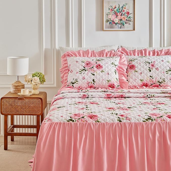 UOZZI BEDDING Ruffle Skirt Bedspread Set - Image 4