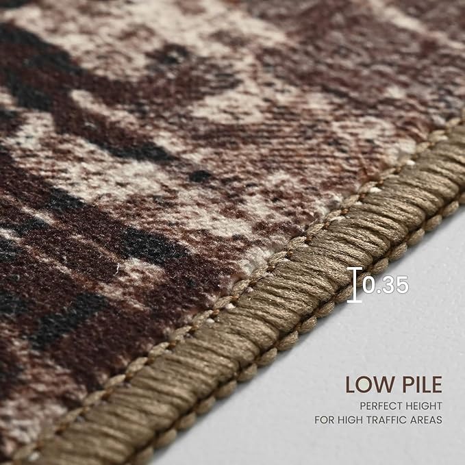 Ompaa Living Room Rug 8x10 Brown Area Rugs Machine Washable Abstract Coffee - Image 6