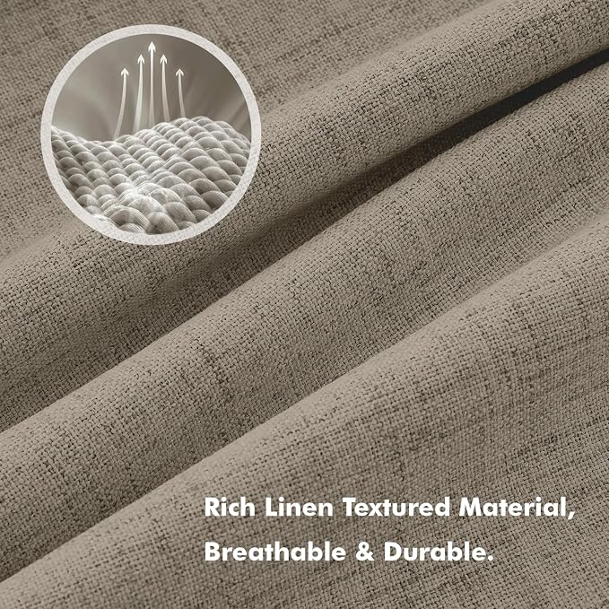 MIULEE 100% Blackout Linen Curtains 42 x 90 Inch Faux Linen 2 Panels | Thermal - Image 3