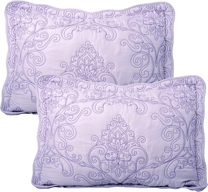 Home Soft Things Damask 4 Piece Bedspread Set, Scalloped Edge Reversible Quilt - Image 5