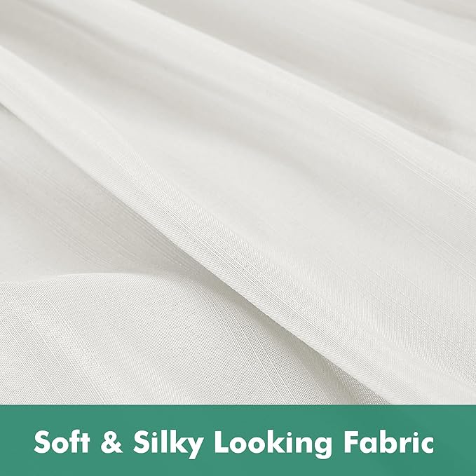Biscaynebay Wrap Around Bed Skirts with Split Corners for King Beds 17" Drop, Ivory Elastic Dust Ruffles Easy Fit Wrinkle & Fade Resistant Silky Luxurious Fabric Solid Machine Washable