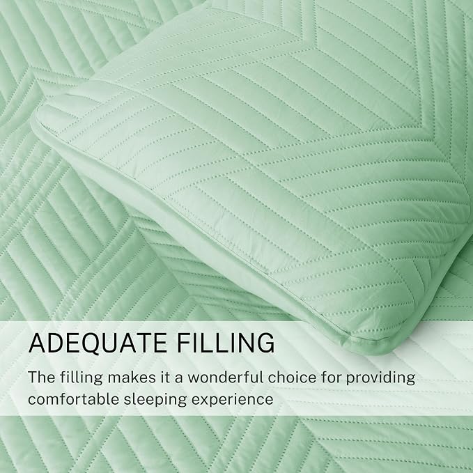 Exclusivo Mezcla Ultrasonic Twin Quilt Bedding Set, Mint Green | Lightweight - Image 6