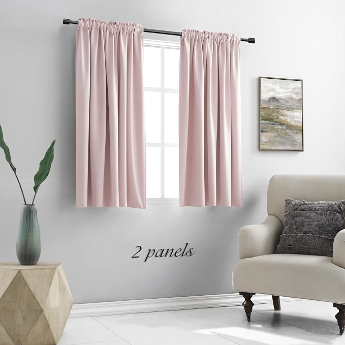 48 Inch Length Blush Pink Curtains - Image 2