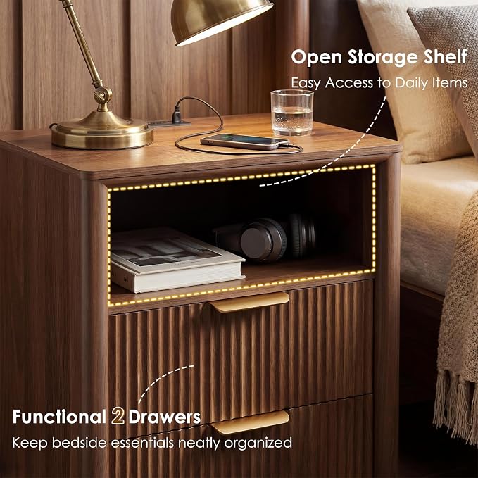 LYNCOHOME 19.7" Fluted Nightstand - Image 5