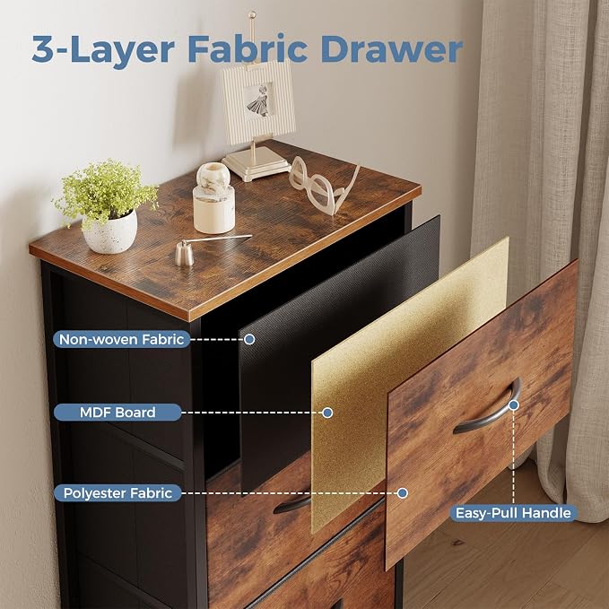 DUMOS 3 Drawer Nightstand for Bedroom, Small Night Stand Chest of Drawers | - Image 7