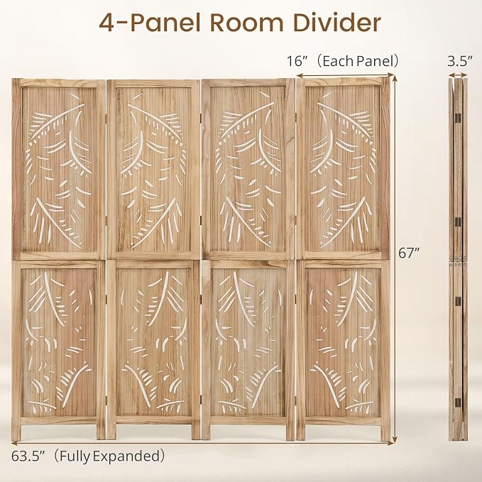 GIANTEX 4 Panel Boho Room Divider - Image 5