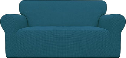 Easy-Going Stretch Loveseat Slipcover 1-Piece Sofa Cover Furniture Protector Couch Soft with Elastic Bottom for Kids Polyester Spandex Jacquard Fabric Small Checks (Loveseat, Peacock Blue)