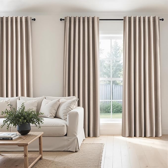Topfinel 92 inch Long Blackout Curtains 2 Panels Set Neutral Beige Window - Image 7