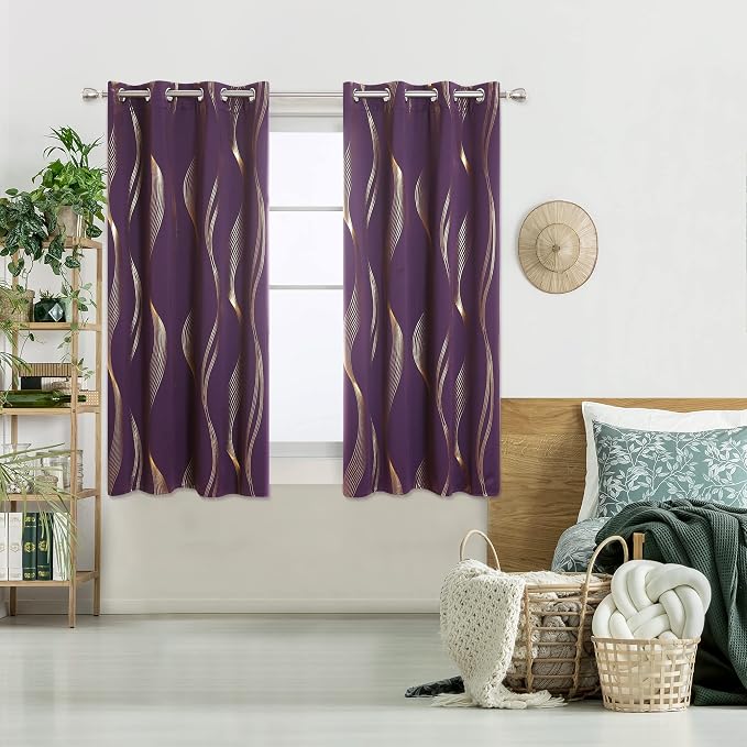 Deconovo Curtains for Living Room, Pattern Blackout Curtains 63 Inches Long | - Image 2