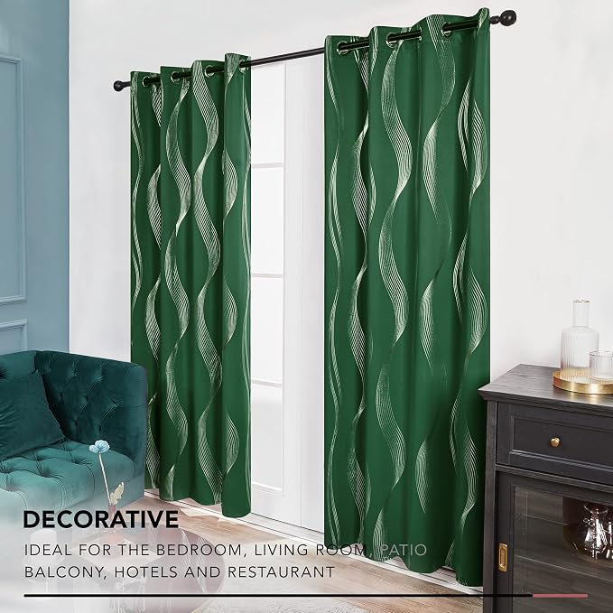 Deconovo Curtains for Living Room, Pattern Blackout Curtains 63 Inches Long | - Image 4