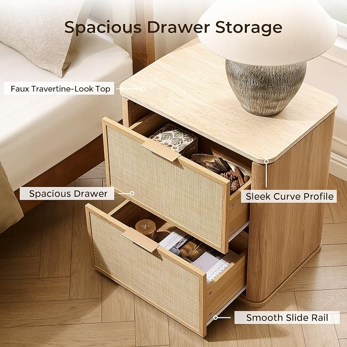 Night Stand, 23.11" W Rattan Nightstand - Image 5