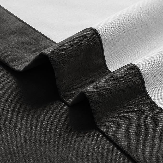 Macochico 100% Blackout Chenille Curtains Thermal Insulated Noise Reducing Velvet Draperies for Living Room Bedroom Hotel Charcoal Grey Blackout Drapes Grommet Top with Tieback 84" Wx84 L 1 Panel
