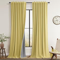 Yellow Linen 100% Blackout Curtains 84 Inch Long by Guken