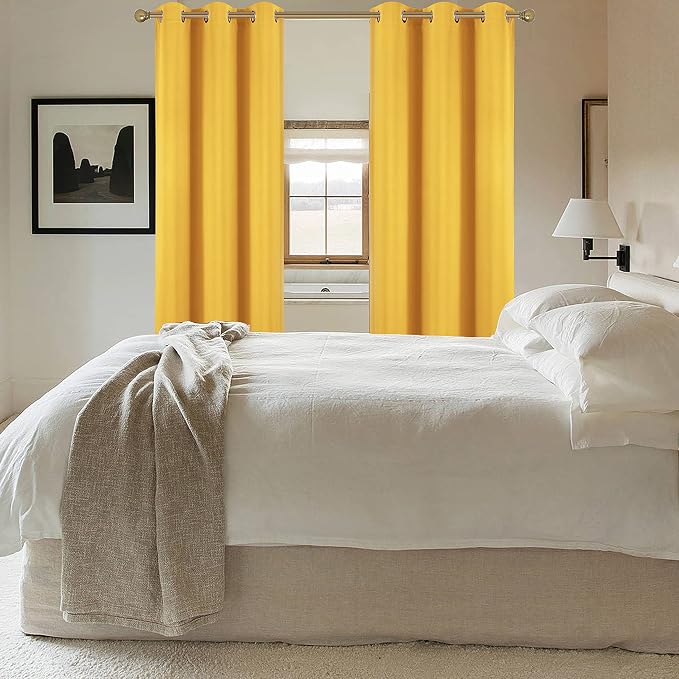 Diraysid Yellow Grommet Blackout Curtains - Image 5