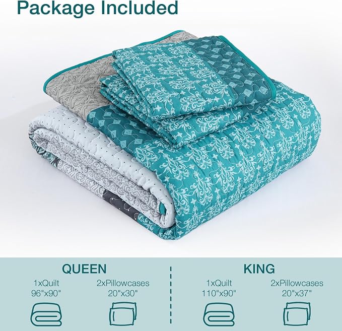 WONGS BEDDING Stripe Quilt Set, Breathable All-Season Coverlet - Image 7