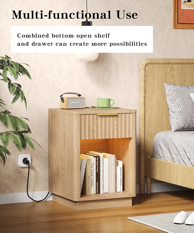 Akxomel Fluted Nightstand Set 2 Bedside Table - Image 4