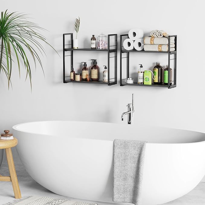 2-Layer Wall Bookshelf for Book Storage, Floating Book Shelves for Wall - Image 9