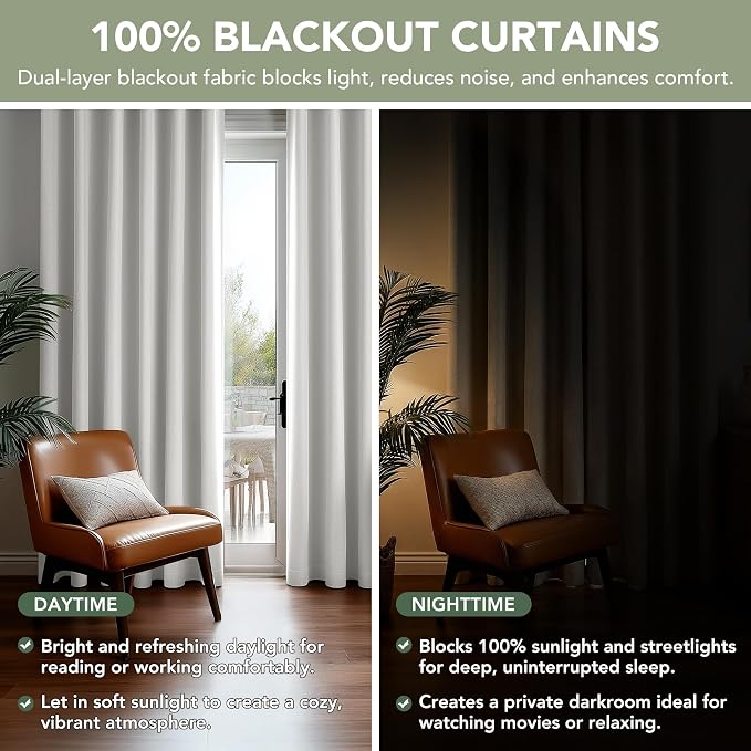 Deconovo Faux Linen 100% Blackout Curtains - Image 2