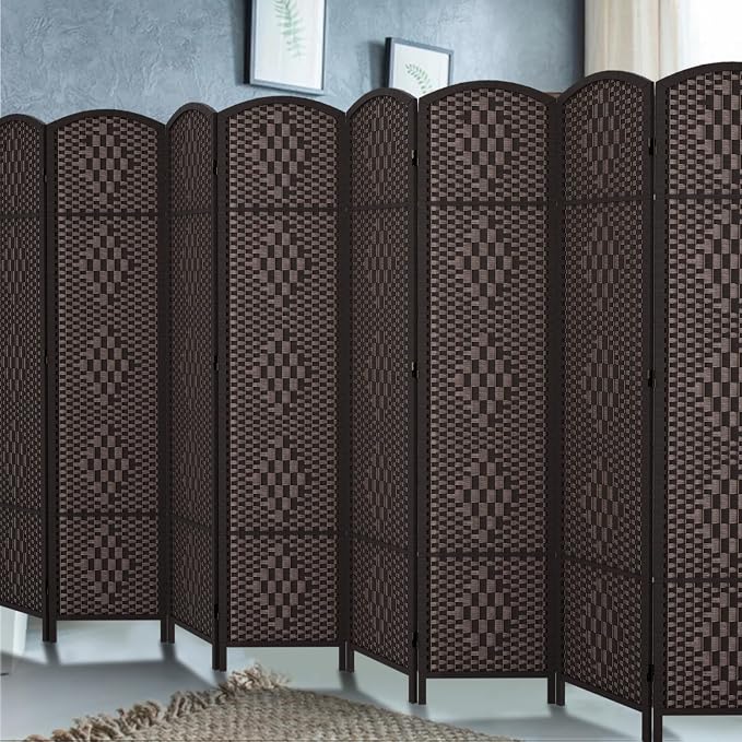 RHF Room Divider Panel, 8 Panel Partition Room Dividers Screen, Dark Mocha | - Image 2