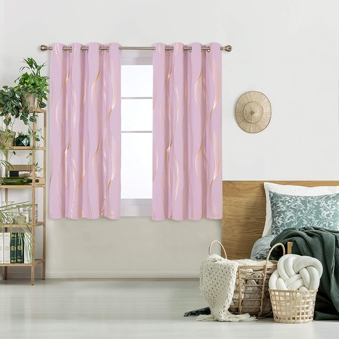 Deconovo Curtains for Living Room, Pattern Blackout Curtains 63 Inches Long | - Image 2