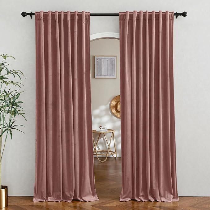 RYB HOME Wild Rose Velvet Blackout Curtains by RYBHOME