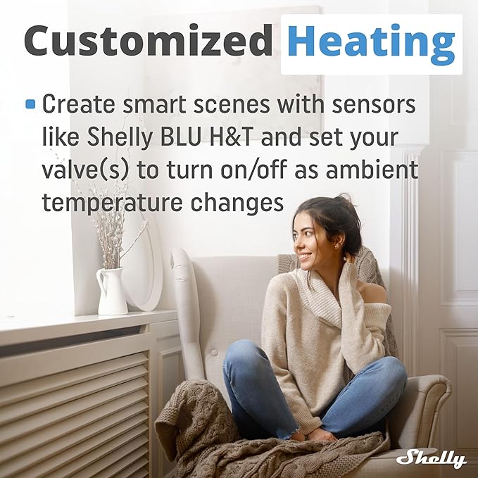 Shelly Blu TRV & Blu Gateway Gen3, Bluetooth-Operated Smart Thermostatic Valve, Smart Thermostatic Radiator Valve, Temperature Control, Home Automation, Compatible with Alexa, Google, Home Assistant