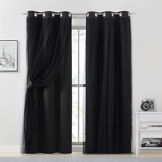 Bujasso Black Full Blackout Curtains - Image 4