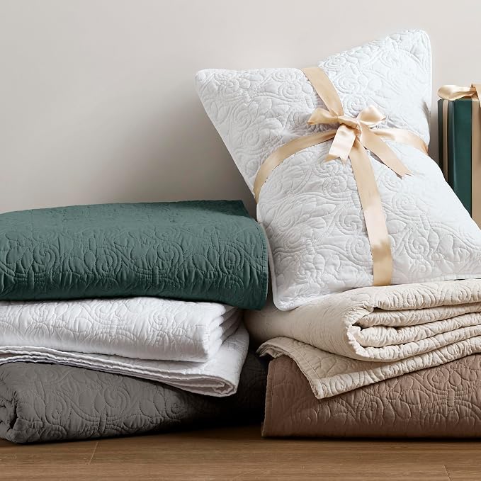 Madison Park King Quilt Bedding Set, Cottage-Inspired Damask, Classic Stitch - Image 6