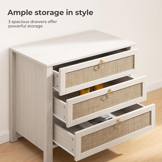 SICOTAS White Rattan Nightstand Set of 2 - Image 5