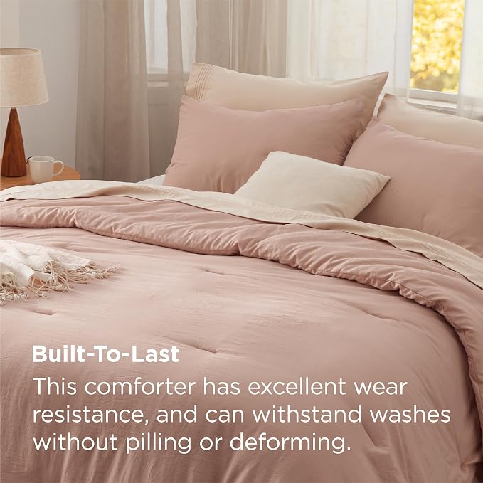 Bedsure Twin/Twin XL Comforter Set, Light Pink Soft Prewashed Bedding - Image 3