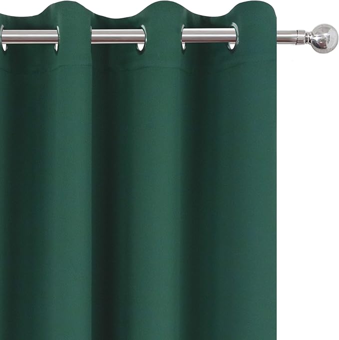 Dark Green Blackout Curtains 66 x 63 Inch Length/Set of 2 Curtain - Image 6