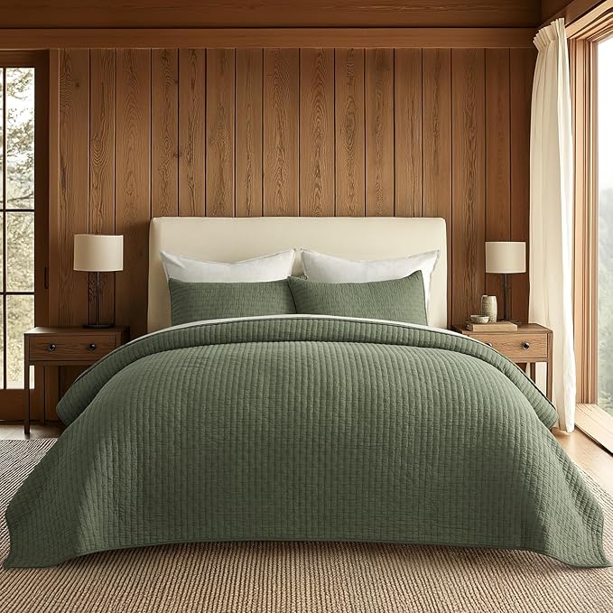 Cross Stitch Pre-Washed Cotton Quilt Bedding Set King Size, Oversized 3 Pieces by EVERGRACEHOME