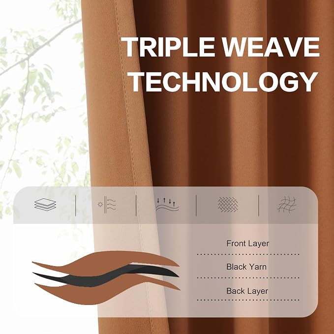 132 Inch Extra Long Room Darkening Curtains 2 Panels Set Back Tab Pocket - Image 4