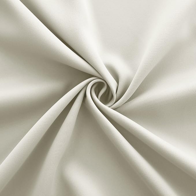 Cream Satin Polyester Curtains 96 Inch Long 2 Panel Set Grommet Elegant Floor - Image 9