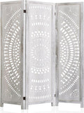 WelFurGeer Handcrafted Carved Wooden Room Divider Screen, Folding Privacy Screen by WelFurGeer
